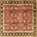 Square Machine Washable Persian Brown Traditional Rug, wshtr3977brn