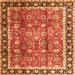 Round Machine Washable Persian Orange Traditional Area Rugs, wshtr3977org