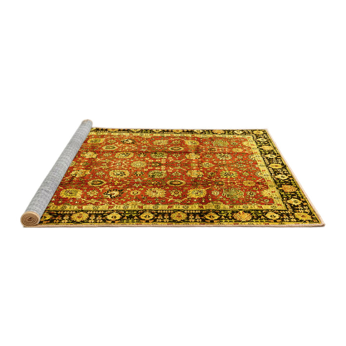 Sideview of Machine Washable Persian Yellow Traditional Rug, wshtr3977yw