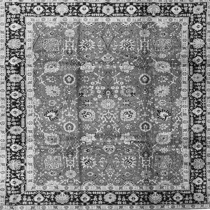 Round Machine Washable Persian Gray Traditional Rug, wshtr3977gry