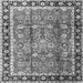 Round Machine Washable Persian Gray Traditional Rug, wshtr3977gry