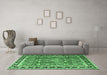 Machine Washable Persian Emerald Green Traditional Area Rugs in a Living Room,, wshtr3977emgrn