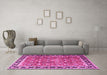 Machine Washable Persian Pink Traditional Rug in a Living Room, wshtr3977pnk