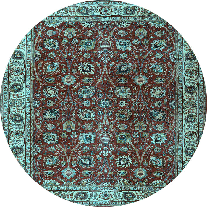Round Machine Washable Persian Light Blue Traditional Rug, wshtr3978lblu