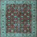 Square Machine Washable Persian Light Blue Traditional Rug, wshtr3978lblu