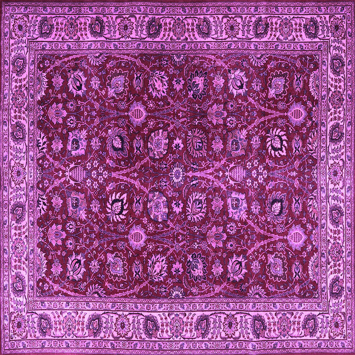 Square Machine Washable Persian Purple Traditional Area Rugs, wshtr3978pur