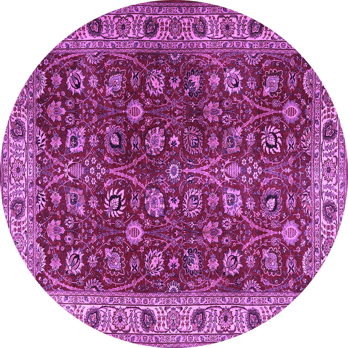 Round Machine Washable Persian Purple Traditional Area Rugs, wshtr3978pur