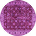 Round Machine Washable Persian Purple Traditional Area Rugs, wshtr3978pur