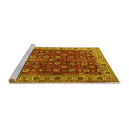 Sideview of Machine Washable Persian Yellow Traditional Rug, wshtr3978yw