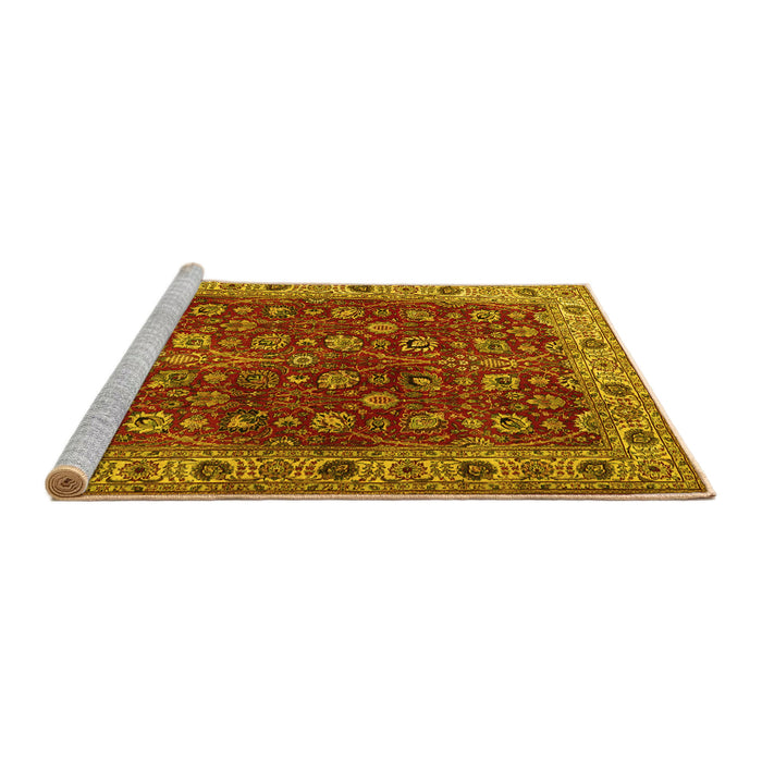 Sideview of Machine Washable Persian Yellow Traditional Rug, wshtr3978yw