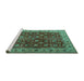 Sideview of Machine Washable Persian Turquoise Traditional Area Rugs, wshtr3978turq