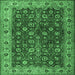 Square Machine Washable Persian Emerald Green Traditional Area Rugs, wshtr3978emgrn