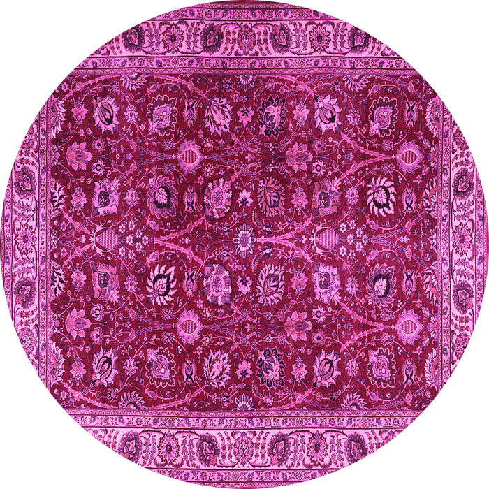 Round Machine Washable Persian Pink Traditional Rug, wshtr3978pnk