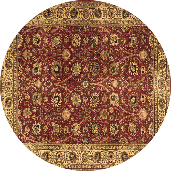 Round Persian Brown Traditional Rug, tr3978brn