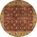 Round Persian Brown Traditional Rug, tr3978brn