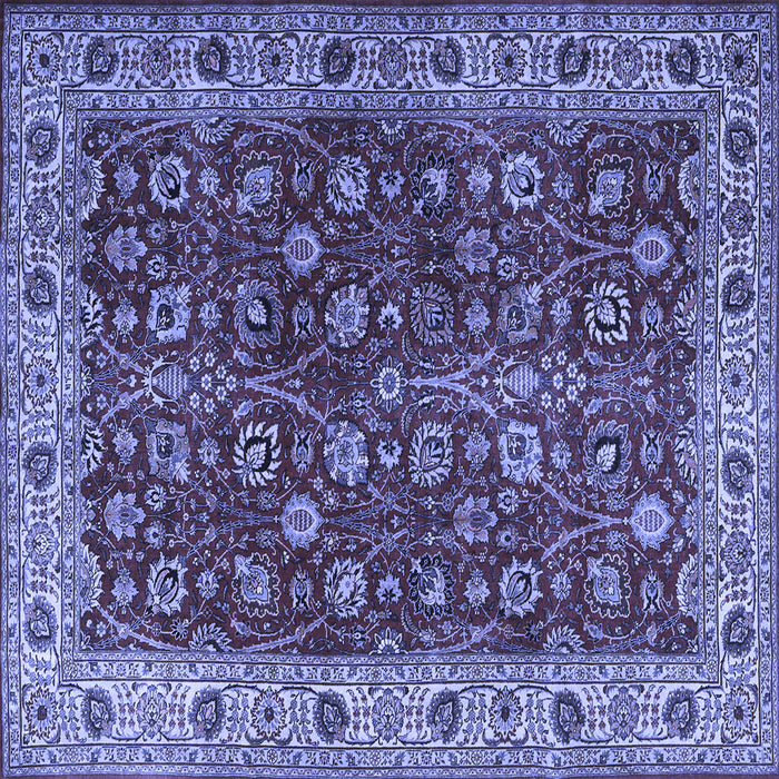 Square Machine Washable Persian Blue Traditional Rug, wshtr3978blu