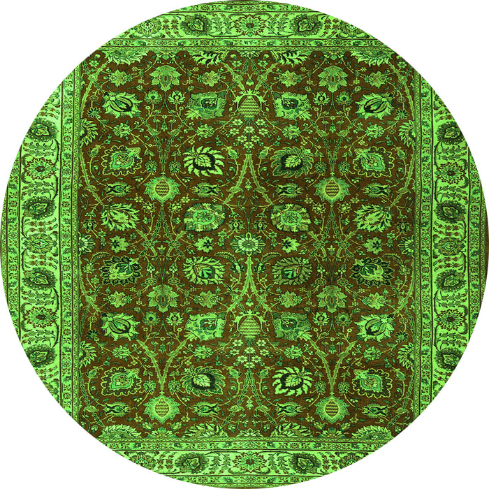 Square Persian Green Traditional Rug, tr3978grn
