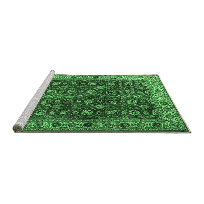 Sideview of Machine Washable Persian Emerald Green Traditional Area Rugs, wshtr3978emgrn