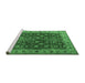 Sideview of Machine Washable Persian Emerald Green Traditional Area Rugs, wshtr3978emgrn