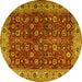 Round Machine Washable Persian Yellow Traditional Rug, wshtr3978yw