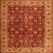 Round Machine Washable Persian Orange Traditional Area Rugs, wshtr3978org