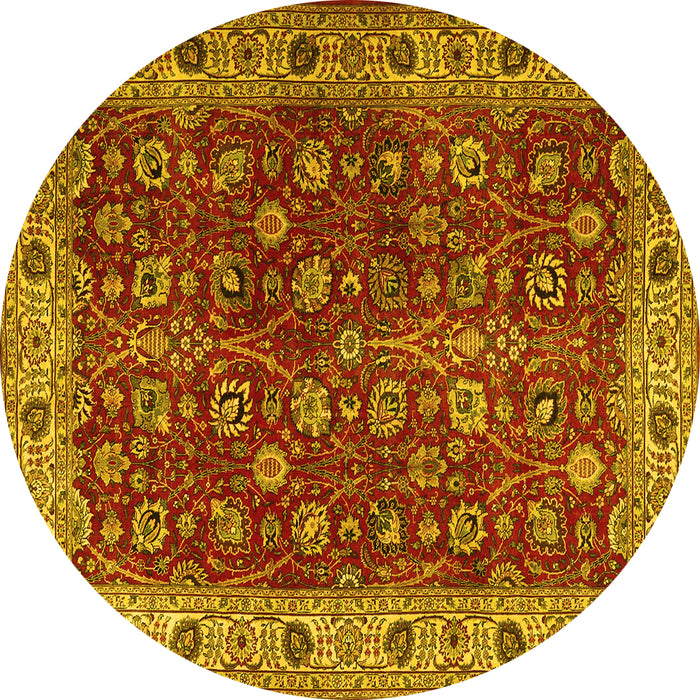 Round Persian Yellow Traditional Rug, tr3978yw
