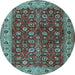 Round Persian Light Blue Traditional Rug, tr3978lblu