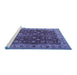 Sideview of Machine Washable Persian Blue Traditional Rug, wshtr3978blu