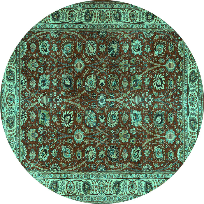 Round Persian Turquoise Traditional Rug, tr3978turq