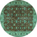 Round Persian Turquoise Traditional Rug, tr3978turq