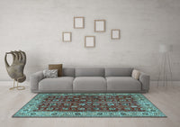 Machine Washable Persian Light Blue Traditional Rug, wshtr3978lblu