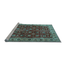 Sideview of Machine Washable Persian Light Blue Traditional Rug, wshtr3978lblu