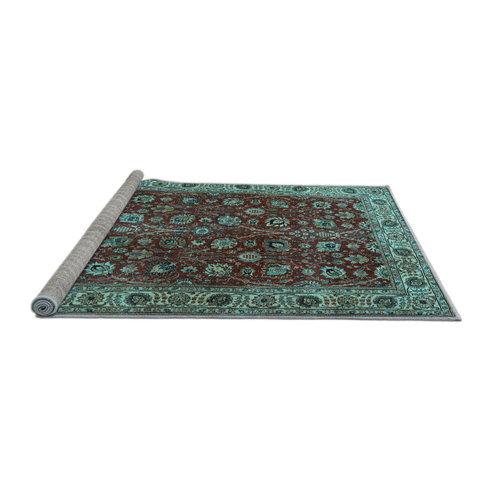 Sideview of Machine Washable Persian Light Blue Traditional Rug, wshtr3978lblu