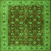 Round Machine Washable Persian Green Traditional Area Rugs, wshtr3978grn