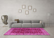 Machine Washable Persian Pink Traditional Rug in a Living Room, wshtr3978pnk