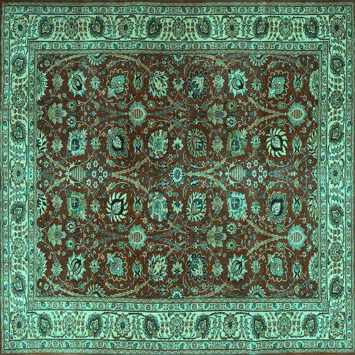 Square Persian Turquoise Traditional Rug, tr3978turq