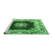 Sideview of Machine Washable Medallion Emerald Green Traditional Area Rugs, wshtr3979emgrn