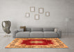 Machine Washable Medallion Orange Traditional Area Rugs in a Living Room, wshtr3979org