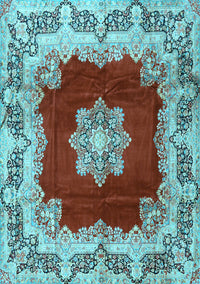 Medallion Light Blue Traditional Rug, tr3979lblu