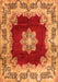 Serging Thickness of Machine Washable Medallion Orange Traditional Area Rugs, wshtr3979org