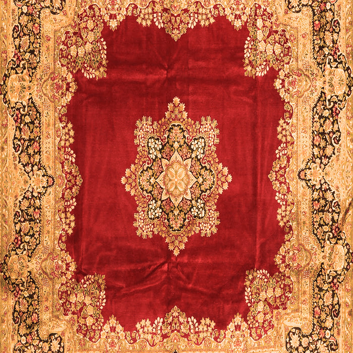 Serging Thickness of Machine Washable Medallion Orange Traditional Area Rugs, wshtr3979org