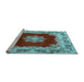 Sideview of Machine Washable Medallion Light Blue Traditional Rug, wshtr3979lblu