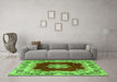 Machine Washable Medallion Green Traditional Area Rugs in a Living Room,, wshtr3979grn