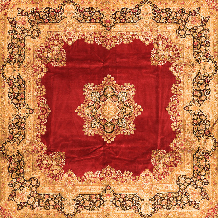 Serging Thickness of Medallion Orange Traditional Rug, tr3979org