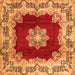 Round Machine Washable Medallion Orange Traditional Area Rugs, wshtr3979org