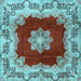 Square Medallion Light Blue Traditional Rug, tr3979lblu