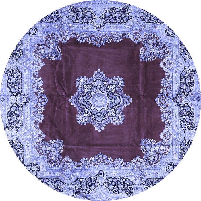 Round Medallion Blue Traditional Rug, tr3979blu