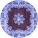 Round Medallion Blue Traditional Rug, tr3979blu