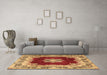 Machine Washable Medallion Brown Traditional Rug in a Living Room,, wshtr3979brn