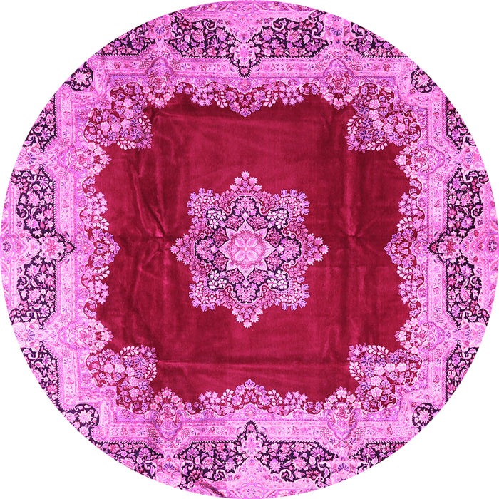 Round Medallion Pink Traditional Rug, tr3979pnk